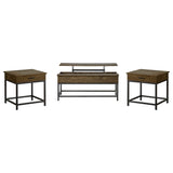 Byers 3-piece Lift Top Coffee and End Table Set Brown Oak - Tampa Furniture Outlet