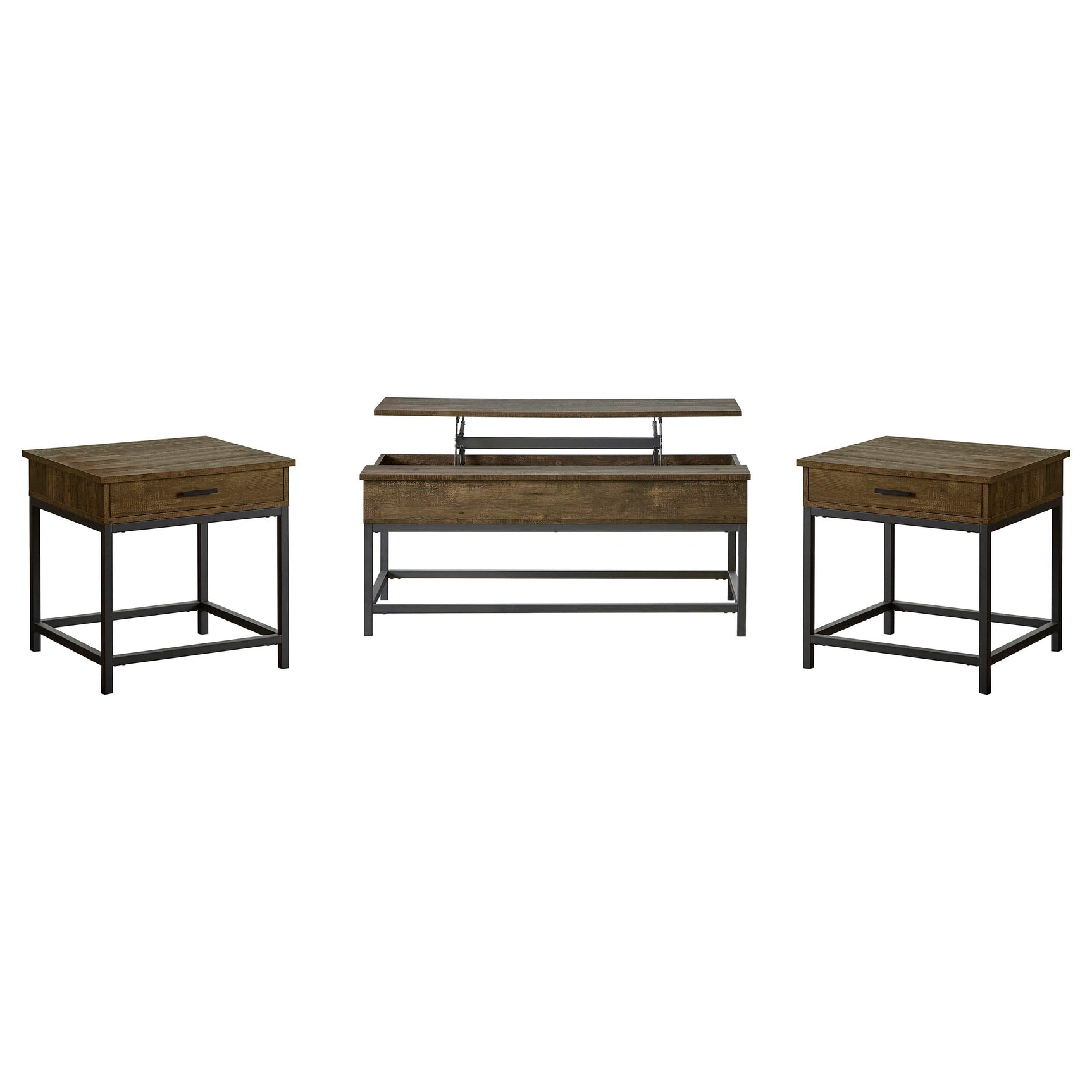 Byers 3-piece Lift Top Coffee and End Table Set Brown Oak - Tampa Furniture Outlet