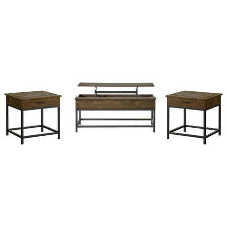 Byers 3-piece Lift Top Coffee and End Table Set Brown Oak - Tampa Furniture Outlet