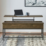 Byers Engineered Wood Lift Top Coffee Table Brown Oak - Tampa Furniture Outlet