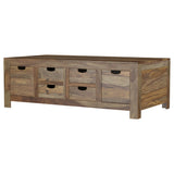 Esther 6-drawer Solid Wood Coffee Table Natural Sheesham - Tampa Furniture Outlet