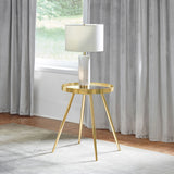 Kaelyn Round Mirror Top End Side Table Gold - Tampa Furniture Outlet