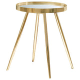 Tampa Furniture Outlet - Coaster - Kaelyn Round Mirror Top End Side Table Gold - 723917