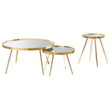 Kaelyn 3-piece Round Coffee and End Table Set Gold - Tampa Furniture Outlet