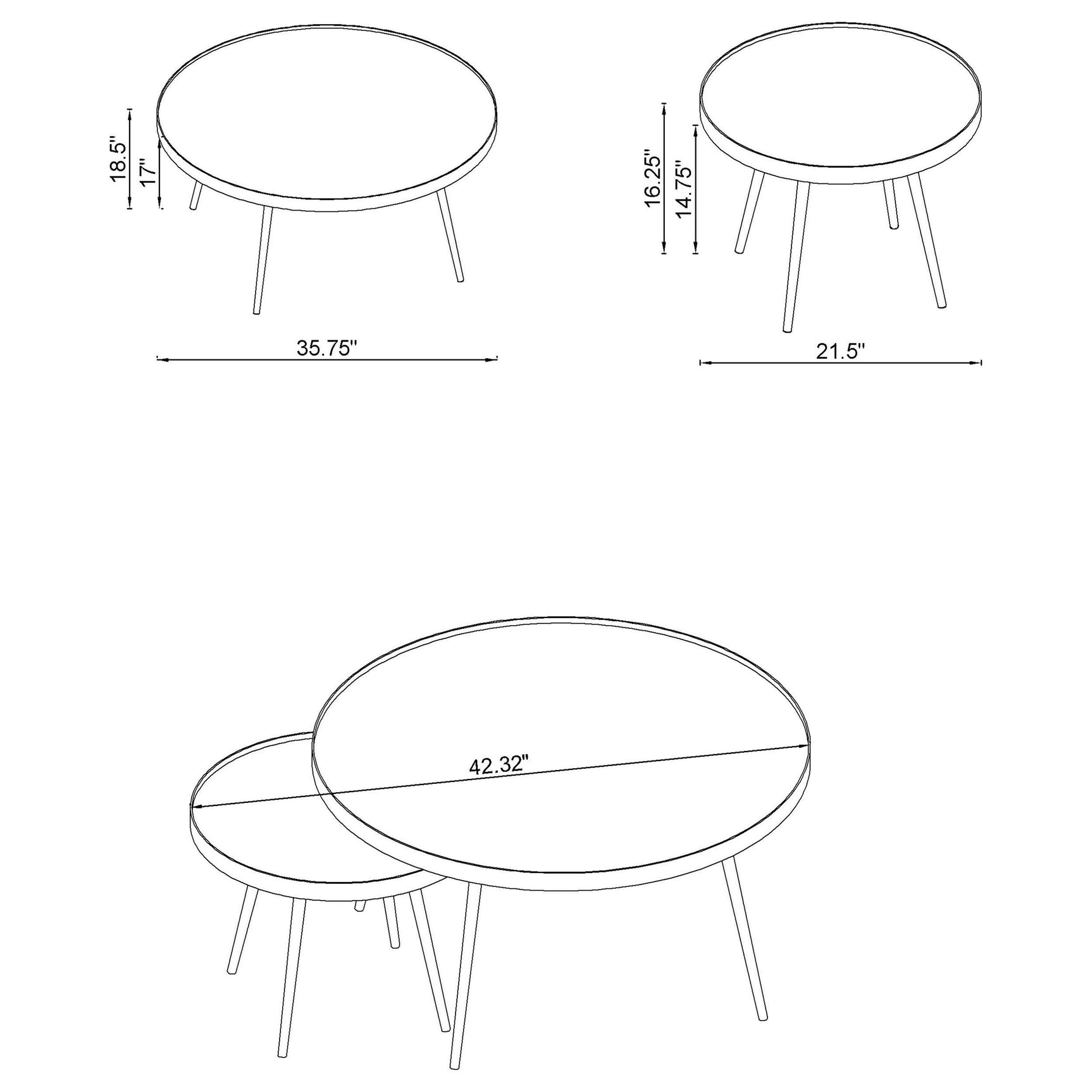 Kaelyn 3-piece Round Coffee and End Table Set Gold - Tampa Furniture Outlet