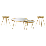 Kaelyn 4-piece Round Coffee and End Table Set Gold - Tampa Furniture Outlet