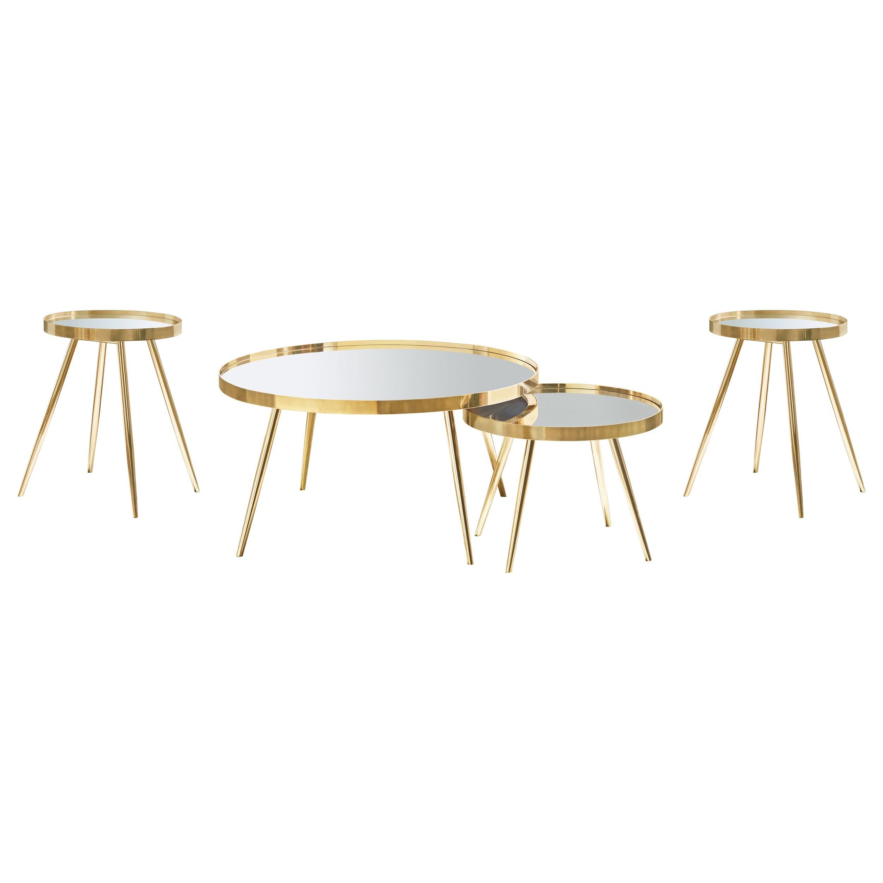Kaelyn 4-piece Round Coffee and End Table Set Gold - Tampa Furniture Outlet