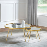 Kaelyn 2-piece Round Mirror Top Nesting Coffee Table Gold - Tampa Furniture Outlet