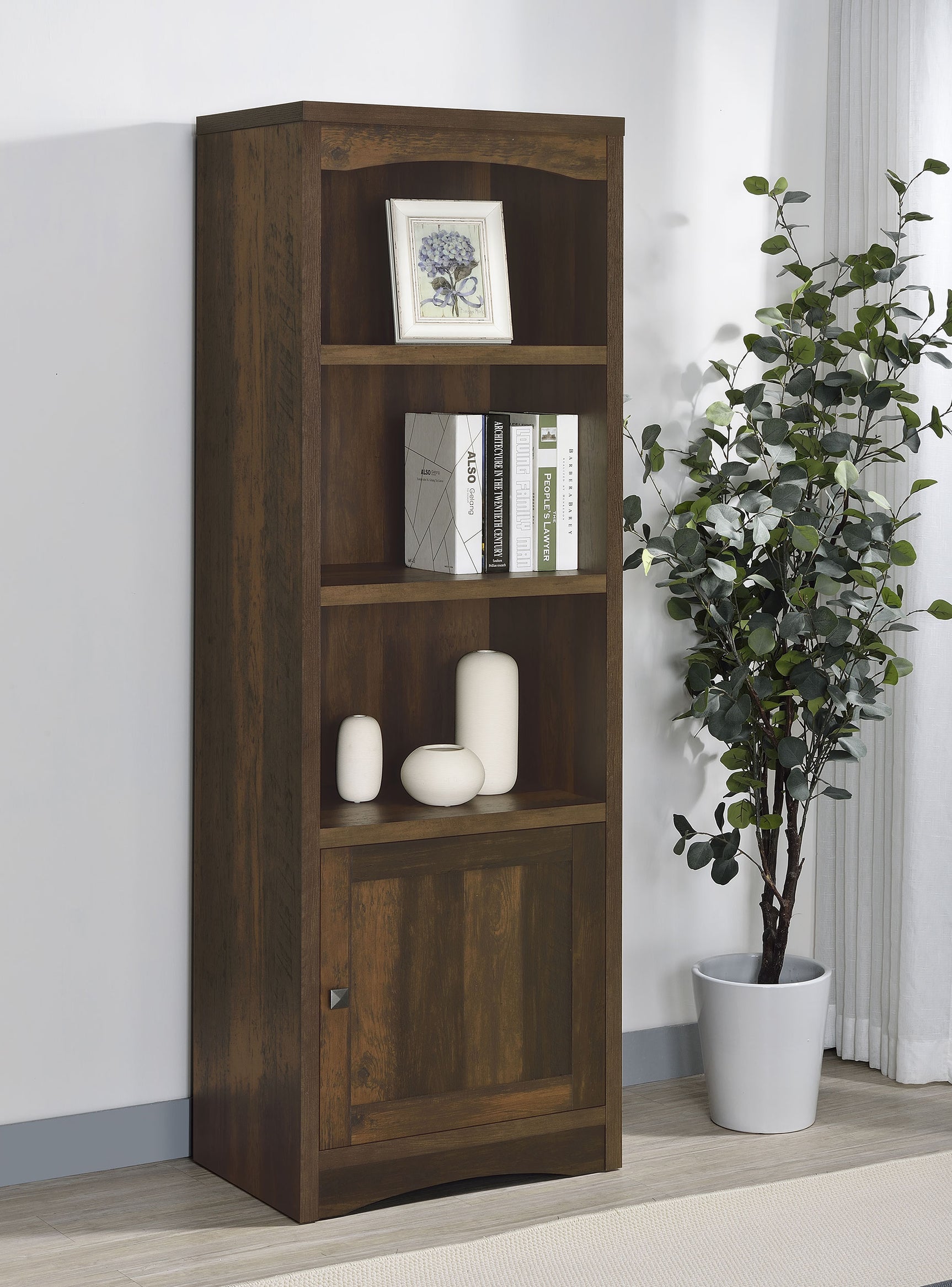 Laughlin 4-shelf Engineered Wood Media Tower Dark Pine - Tampa Furniture Outlet