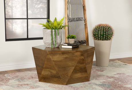 Zalika Hexagonal Solid Mango Wood Coffee Table Natural - Tampa Furniture Outlet