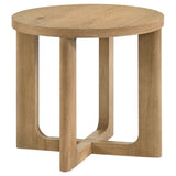 Tampa Furniture Outlet - Coaster - Kessler Round Sculptural Wood End Table Light Oak - 735987