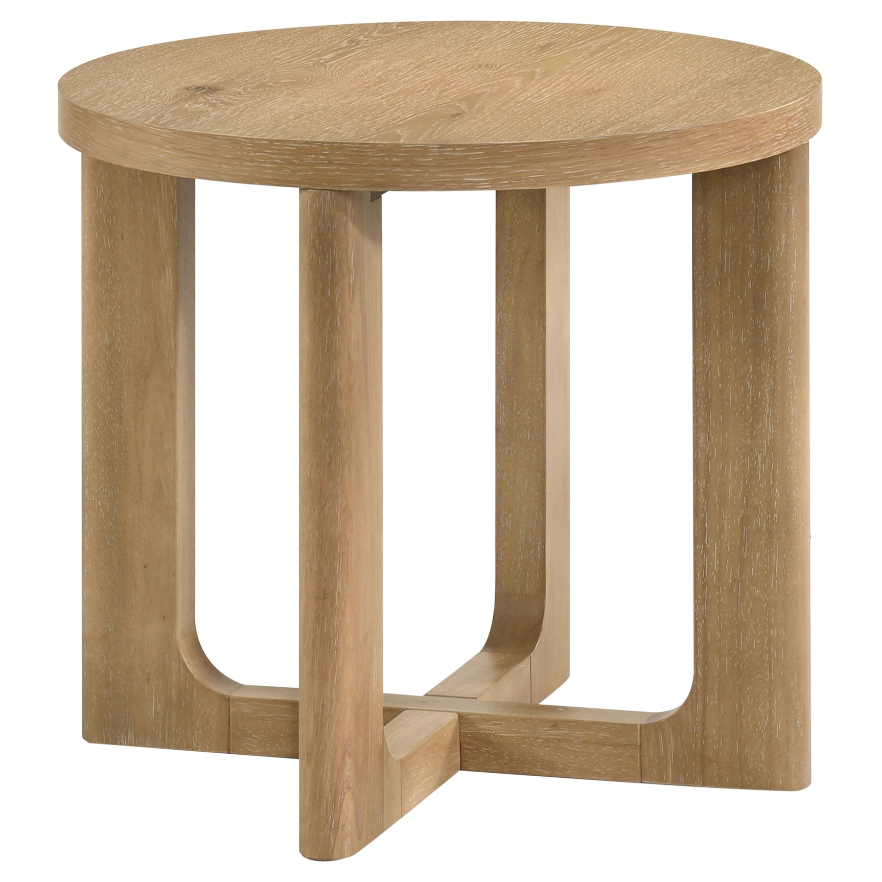 Tampa Furniture Outlet - Coaster - Kessler Round Sculptural Wood End Table Light Oak - 735987