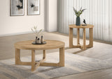 Tampa Furniture Outlet - Coaster - Kessler 2-piece Round Sculptural Wood Coffee Table Set Light Oak - 735988-S2