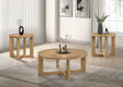 Tampa Furniture Outlet - Coaster - Kessler 3-piece Round Sculptural Wood Coffee Table Set Light Oak - 735988-S3