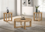 Kessler Round Sculptural Wood Coffee Table Light Oak
