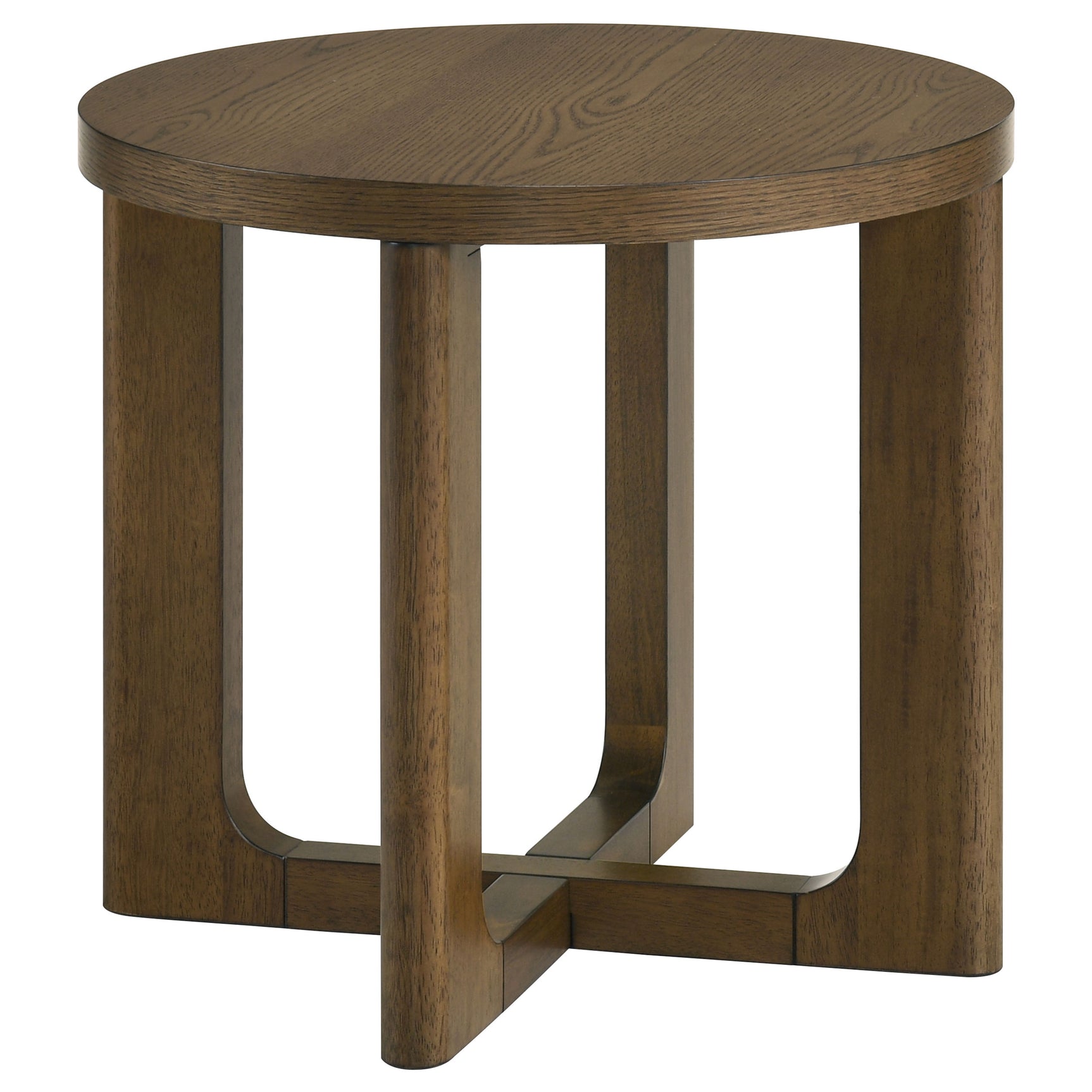Tampa Furniture Outlet - Coaster - Kessler Round Sculptural Wood End Table Brown - 735997