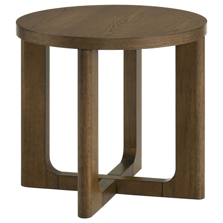 Tampa Furniture Outlet - Coaster - Kessler Round Sculptural Wood End Table Brown - 735997