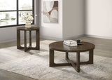 Tampa Furniture Outlet - Coaster - Kessler 2-piece Round Sculptural Wood Coffee Table Set Brown - 735998-S2
