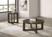Tampa Furniture Outlet - Coaster - Kessler 2-piece Round Sculptural Wood Coffee Table Set Brown - 735998-S2