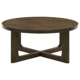 Kessler 2-piece Round Sculptural Wood Coffee Table Set Brown
