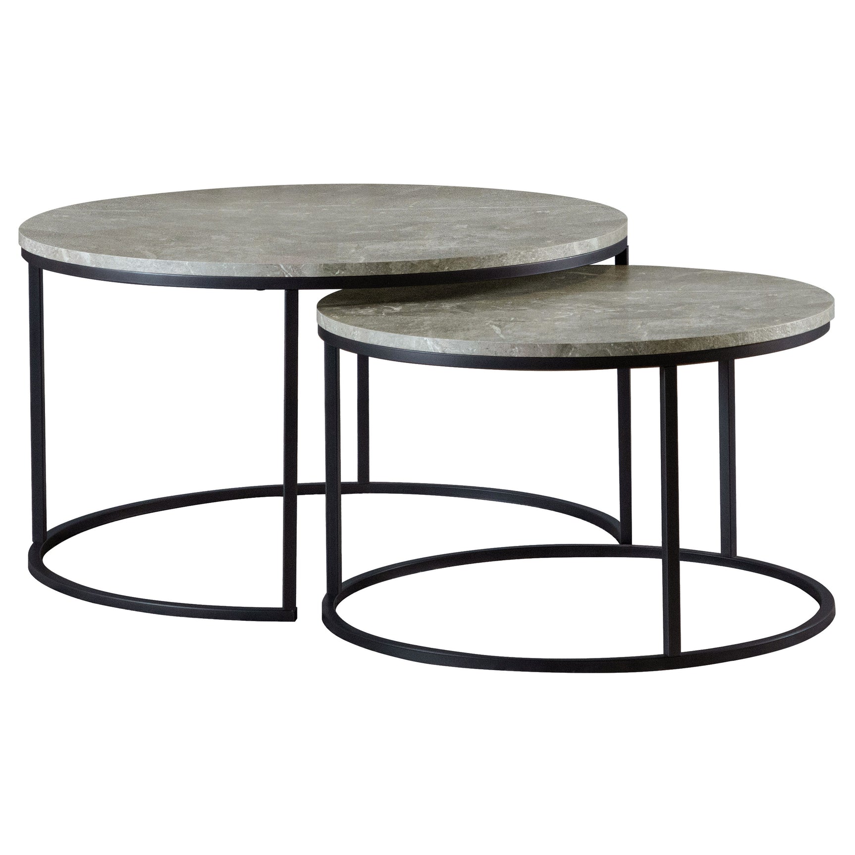Lainey 2-piece Round Faux Marble Nesting Coffee Table Grey - Tampa Furniture Outlet