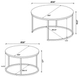 Lainey 2-piece Round Faux Marble Nesting Coffee Table Grey - Tampa Furniture Outlet