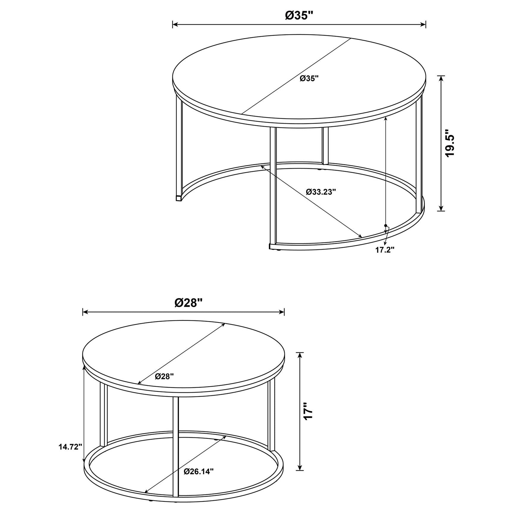 Lainey 2-piece Round Nesting Coffee Table Mango