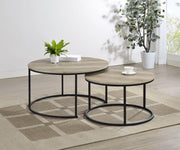 Tampa Furniture Outlet - Coaster - Lainey 2-piece Round Nesting Coffee Table Distressed Pine - 736040