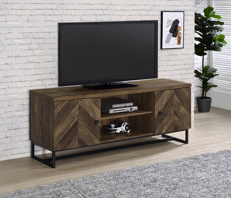 Myles 2-door Engineered Wood 60-inch TV Stand Rustic Oak - Tampa Furniture Outlet