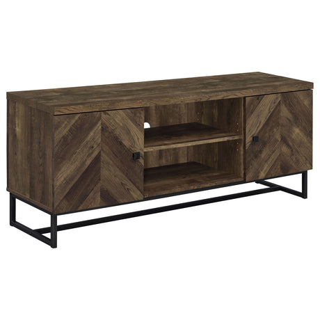 Tampa Furniture Outlet - Coaster - Myles 2-door Engineered Wood 60-inch TV Stand Rustic Oak - 736052