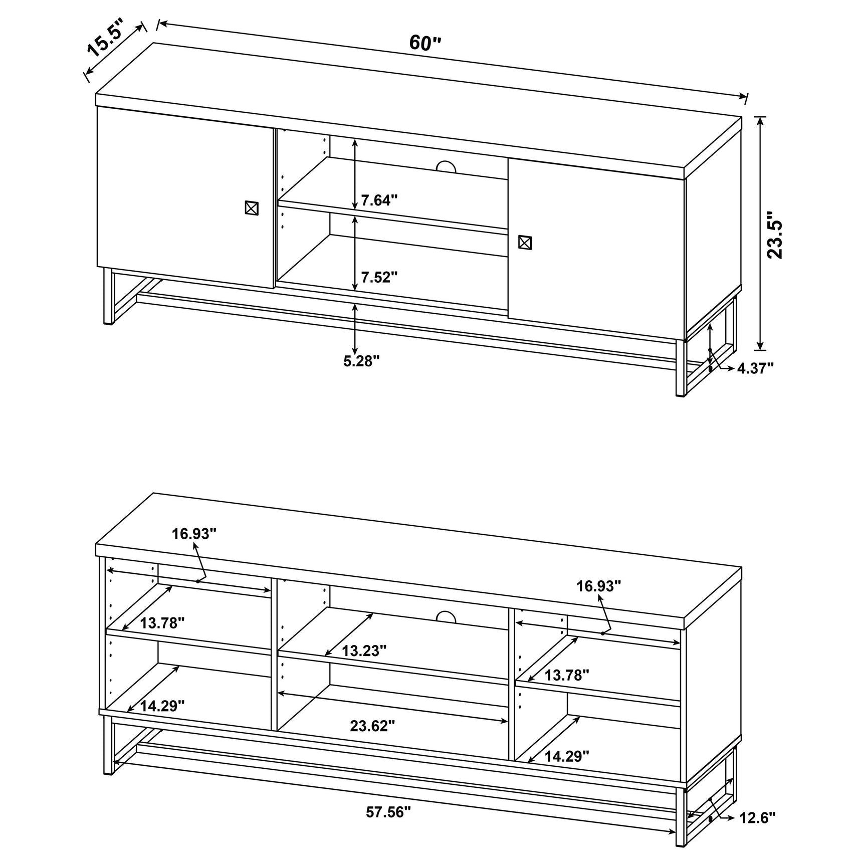 Myles 2-door Engineered Wood 60-inch TV Stand Rustic Oak - Tampa Furniture Outlet