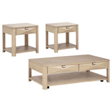 Marcelo 3-piece Coffee Table Set with Storage Light Elm