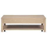Marcelo Wood Coffee Table with 2 Drawers and Shelf Light Elm