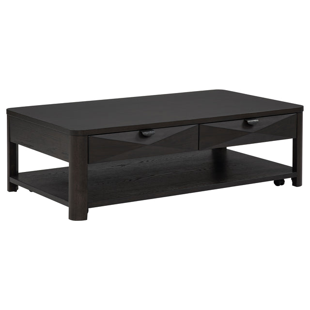Tampa Furniture Outlet - Coaster - Marcelo Wood Coffee Table with 2 Drawers and Shelf Coffee - 736068
