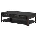 Marcelo Wood Coffee Table with 2 Drawers and Shelf Coffee