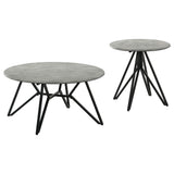 Hadi 2-piece Round SmartTop Coffee and End Table Set Cement - Tampa Furniture Outlet