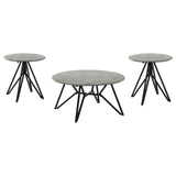 Hadi 3-piece Round SmartTop Coffee and End Table Set Cement - Tampa Furniture Outlet