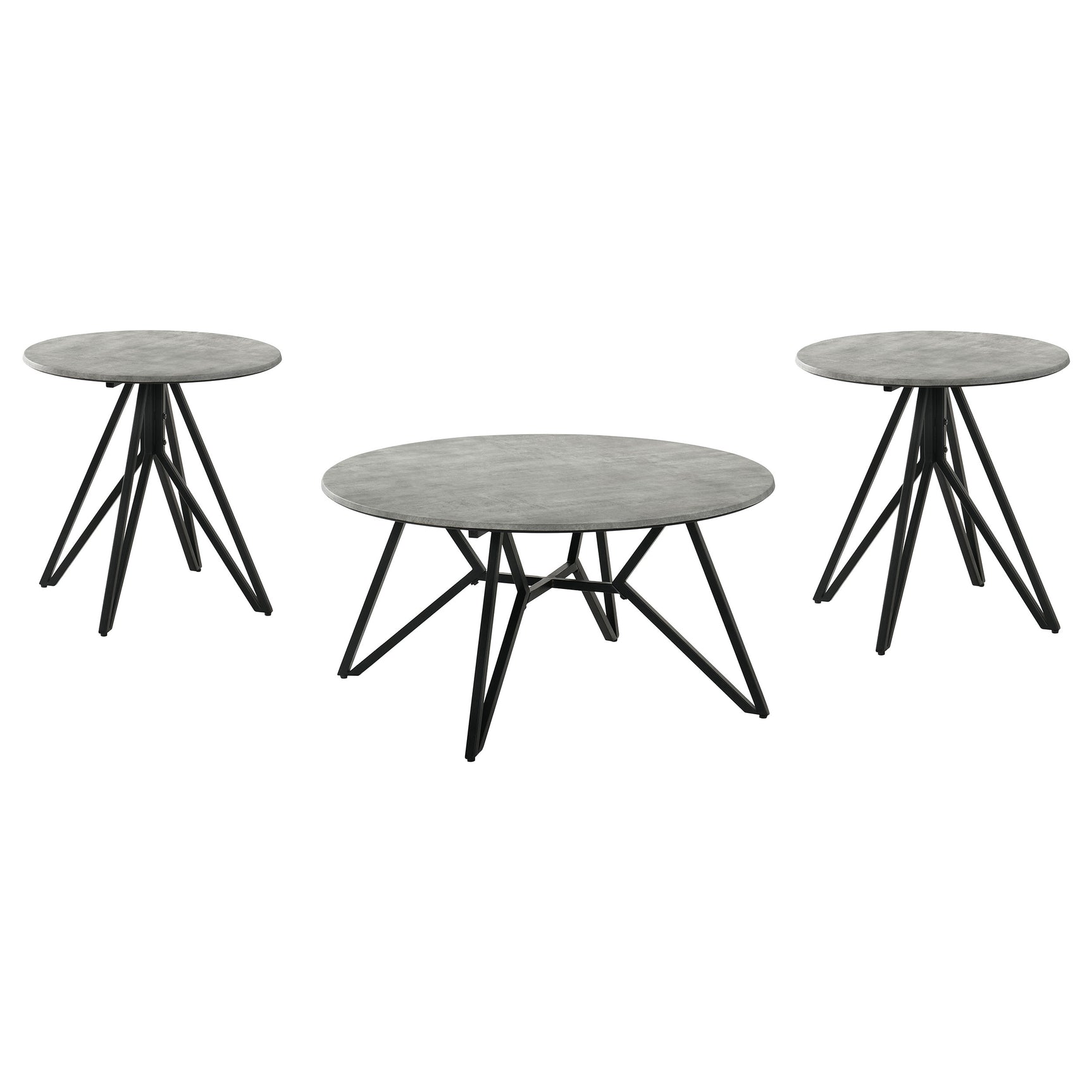 Hadi 3-piece Round SmartTop Coffee and End Table Set Cement - Tampa Furniture Outlet