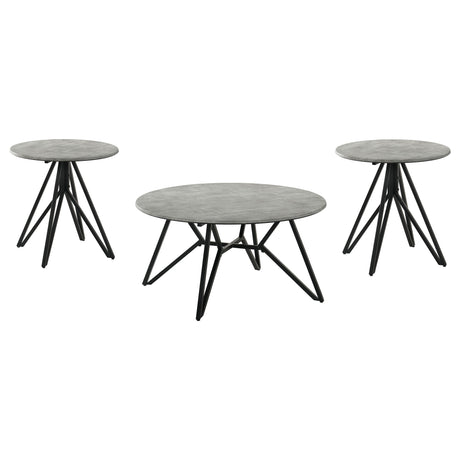Hadi 3-piece Round SmartTop Coffee and End Table Set Cement - Tampa Furniture Outlet