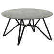 Tampa Furniture Outlet - Coaster - Hadi Round SmartTop Coffee Table Cement and Gunmetal - 736178