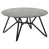Tampa Furniture Outlet - Coaster - Hadi Round SmartTop Coffee Table Cement and Gunmetal - 736178