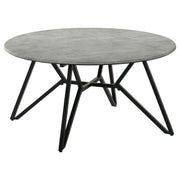 Tampa Furniture Outlet - Coaster - Hadi Round SmartTop Coffee Table Cement and Gunmetal - 736178
