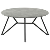 Hadi Round SmartTop Coffee Table Cement and Gunmetal - Tampa Furniture Outlet