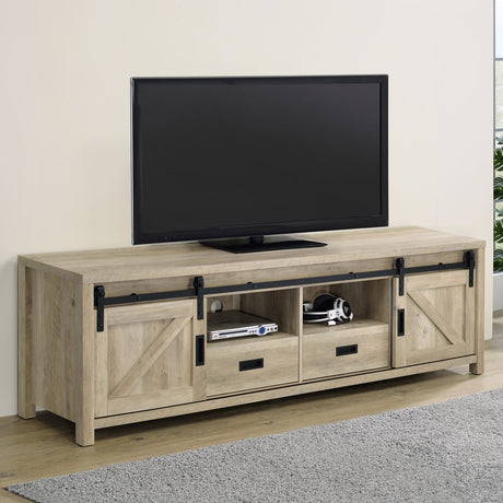 Madra 2-door Engineered Wood 79-inch TV Stand Distressed Pine - Tampa Furniture Outlet