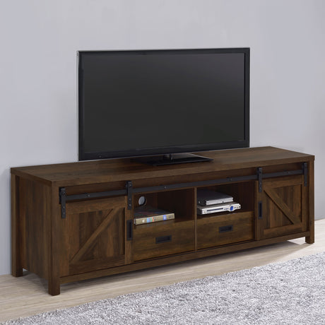 Madra 2-door Engineered Wood 79-inch TV Stand Dark Pine - Tampa Furniture Outlet