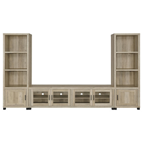 Sachin 3-piece 79-inch TV Entertainment Center Antique Pine - Tampa Furniture Outlet