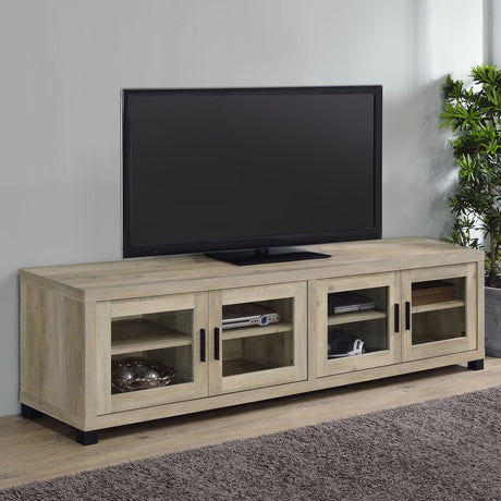Sachin 4-door Engineered Wood 79-inch TV Stand Distressed Pine - Tampa Furniture Outlet