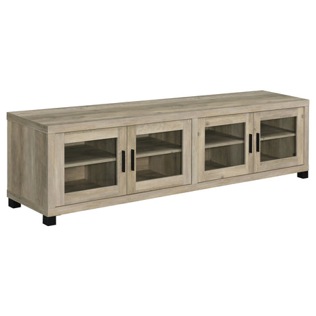 Tampa Furniture Outlet - Coaster - Sachin 4-door Engineered Wood 79-inch TV Stand Distressed Pine - 736283