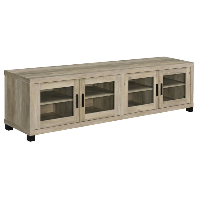 Tampa Furniture Outlet - Coaster - Sachin 4-door Engineered Wood 79-inch TV Stand Distressed Pine - 736283