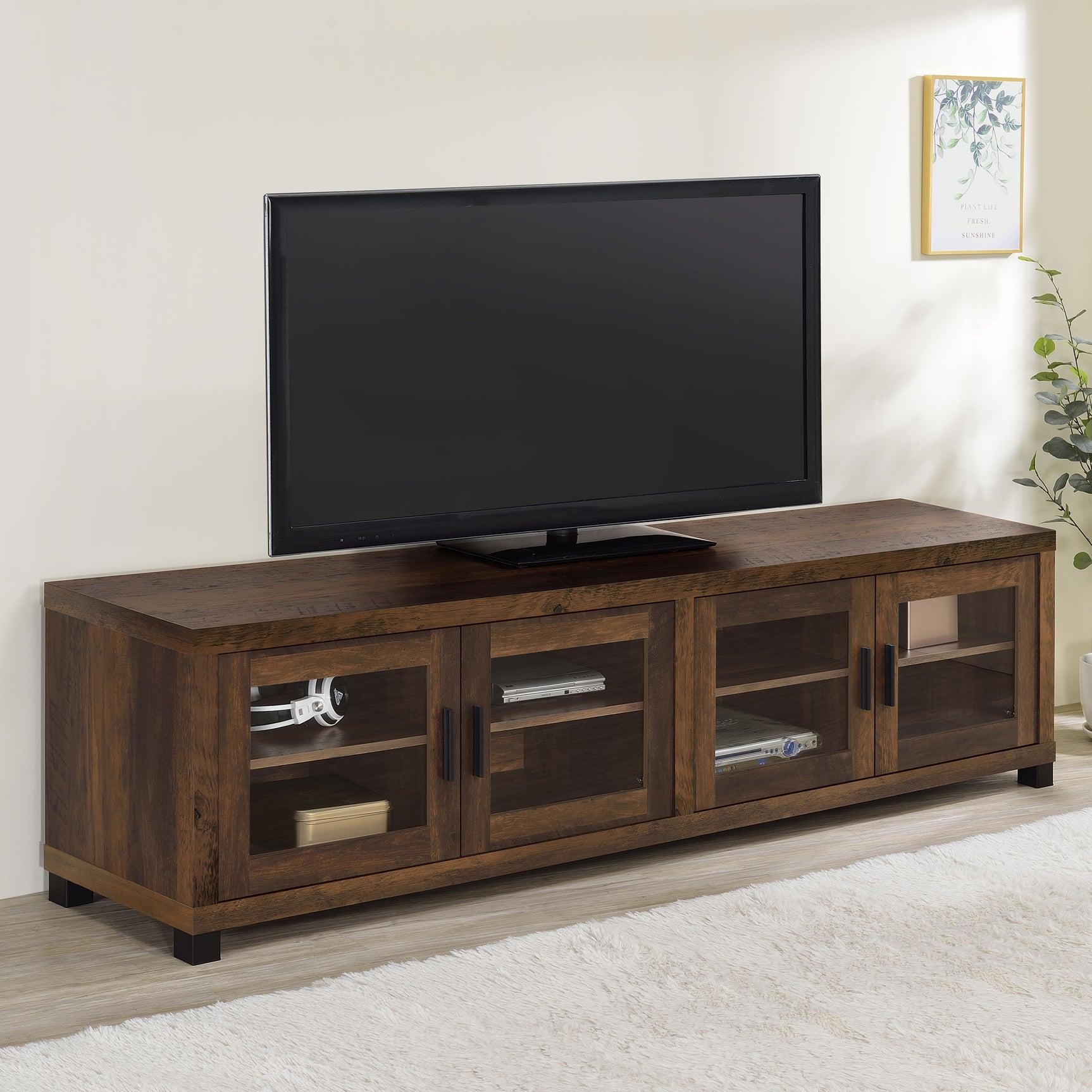 Sachin 4-door Engineered Wood 79-inch TV Stand Dark Pine - Tampa Furniture Outlet